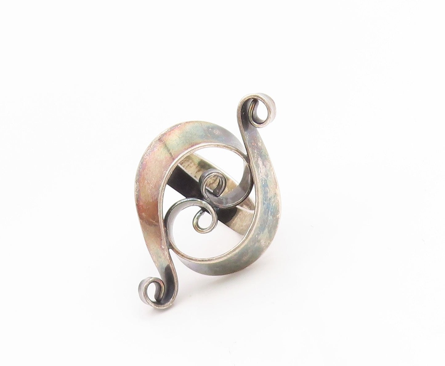 925 Sterling Silver Vintage Ring GRANIT FINLAND Swirly Curve Band  Sz 6  RG34450