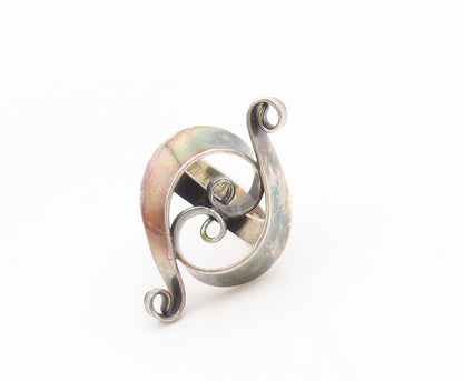925 Sterling Silver Vintage Ring GRANIT FINLAND Swirly Curve Band  Sz 6  RG34450