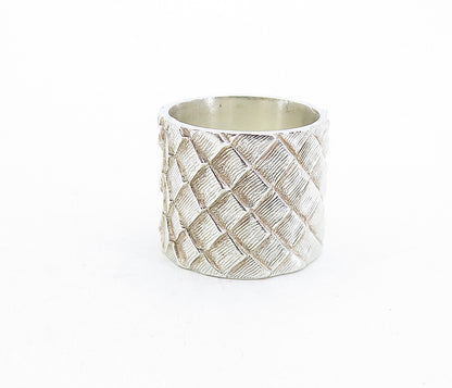 925 Sterling Silver  Vintage Shiny Fish Scale Design Band Ring Sz 7  RG5239