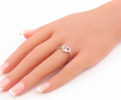925 Sterling Silver Vintage Ring Round CZ Elegant Love Heart Band  Sz 7  RG35229