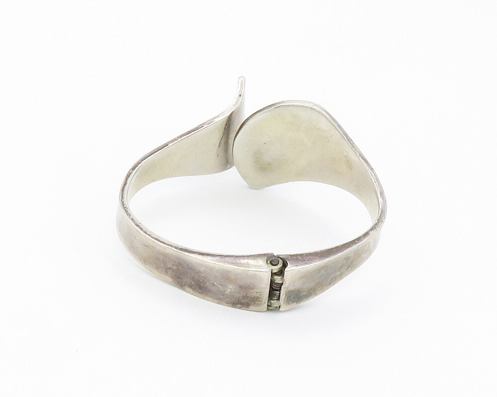MEXICO 925 Sterling Silver  Vintage Shiny Bypass Hinge Bangle Bracelet  BT5697