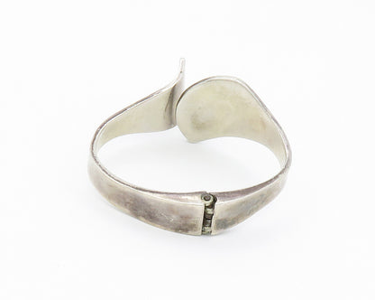 MEXICO 925 Sterling Silver  Vintage Shiny Bypass Hinge Bangle Bracelet  BT5697