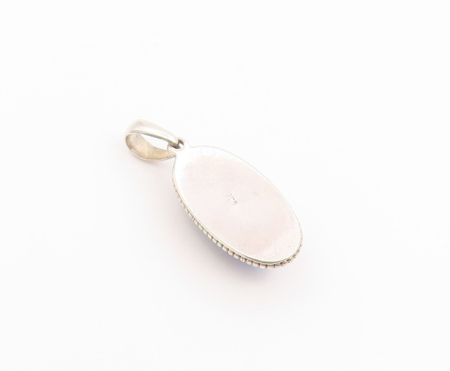 925 Sterling Silver Vintage Pendant Classic Cabochon Moonstone Charm  PT26597