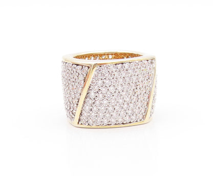 925 Sterling Silver Vintage Ring Gold Plated CZ Cubical Inlay  SZ 7  RG32108