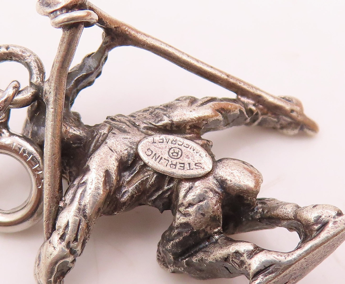 DANECRAFT 925 Sterling Silver  Vintage Skiing Man Sports Motif Pendant PT17722