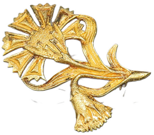 925 Sterling Silver  Vintage Gold Plated Double Flower Brooch Pin  BP9695