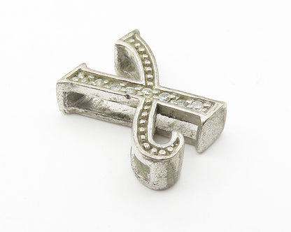 925 Sterling Silver  Vintage White Topaz Letter X Initial Pendant  PT8274