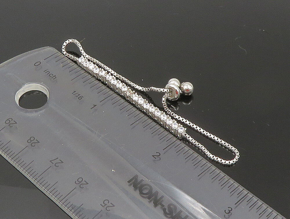 925 Silver  White Cubic Zirconia Adjustable Child Box Chain Bracelet  BT1058