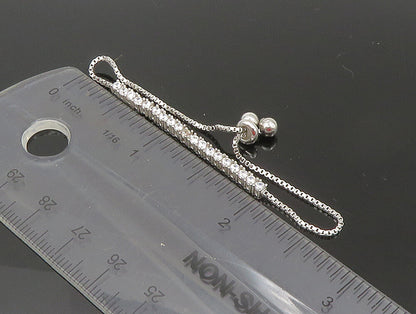 925 Silver  White Cubic Zirconia Adjustable Child Box Chain Bracelet  BT1058