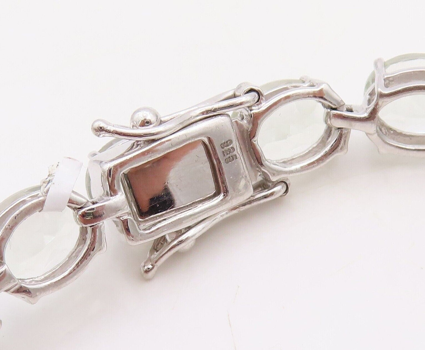 925 Sterling Silver Vintage Bracelet Oval Green Amethyst Tennis Bracelet BT10763