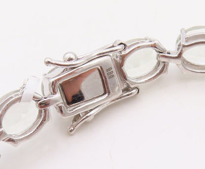 925 Sterling Silver Vintage Bracelet Oval Green Amethyst Tennis Bracelet BT10763