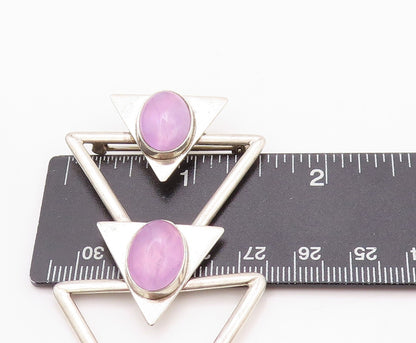 925 Sterling Silver Vintage Brooch Modernist Oval Gemstone Arrows Cutout BP11577