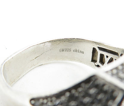 925 Sterling Silver  Vintage Large Cubic Zirconia Cocktail Ring Sz 11.5 RG4575