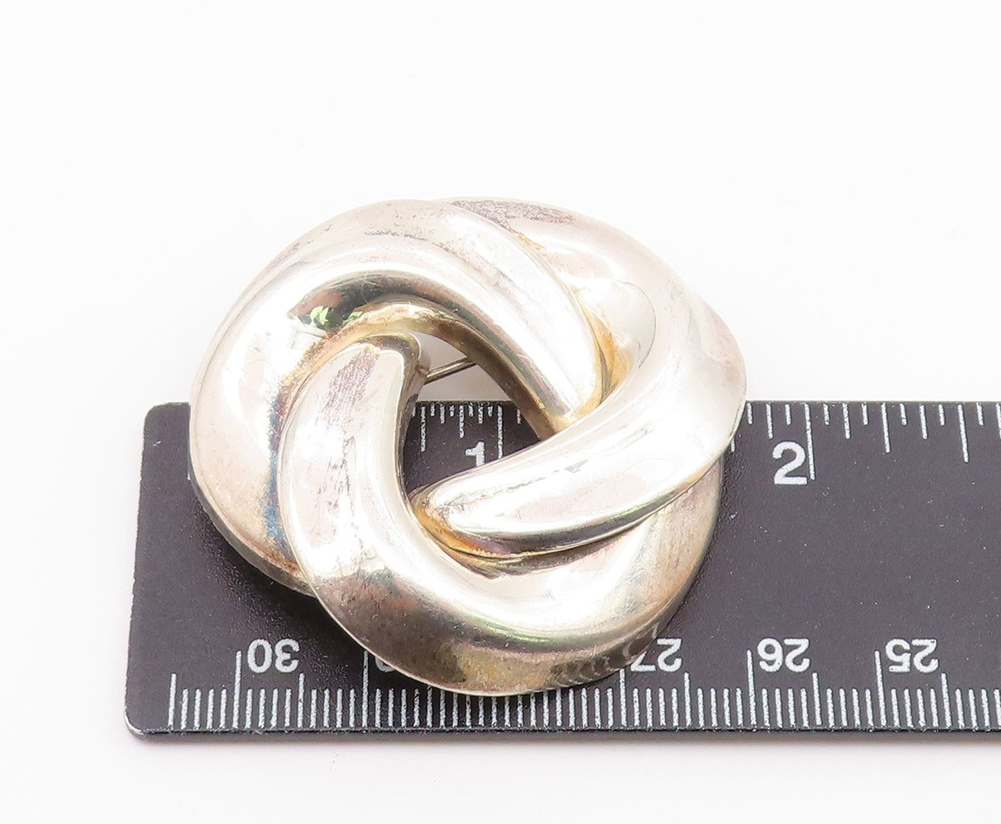 925 Sterling Silver  Vintage Shiny Open Knot Swirl Design Brooch Pin  BP3680