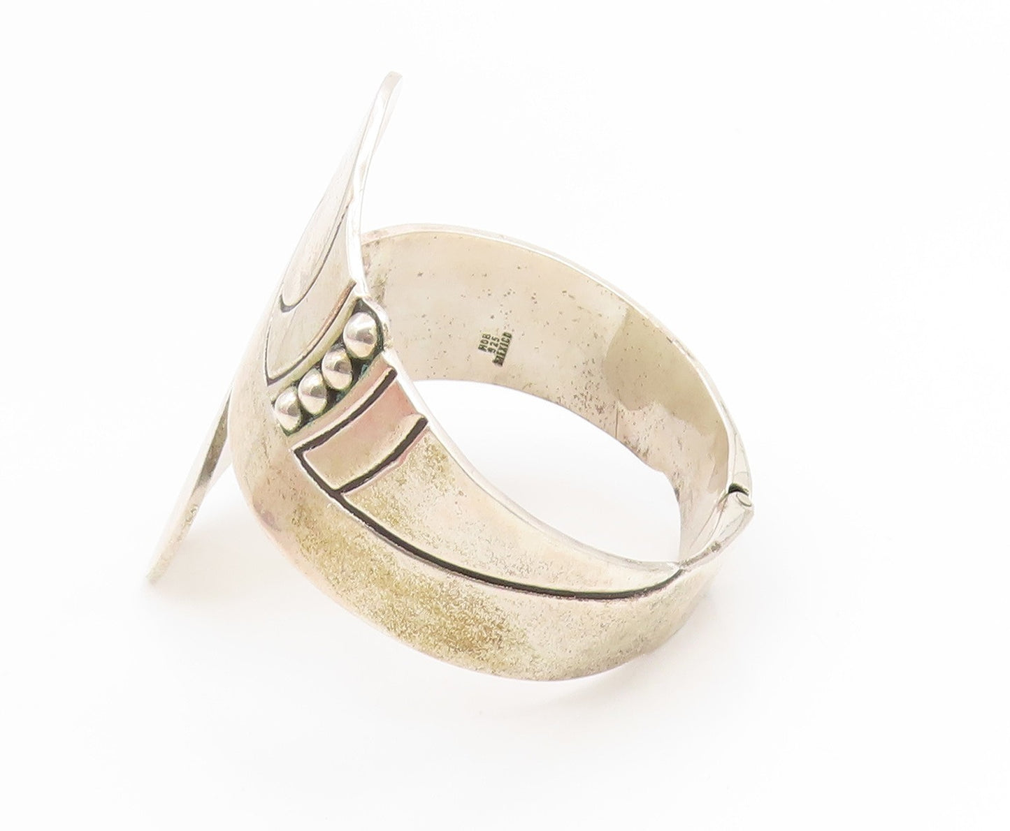 925 Sterling Silver Vintage Bracelet MEXICO HOB Modernist Swirl Bypass  BT11912