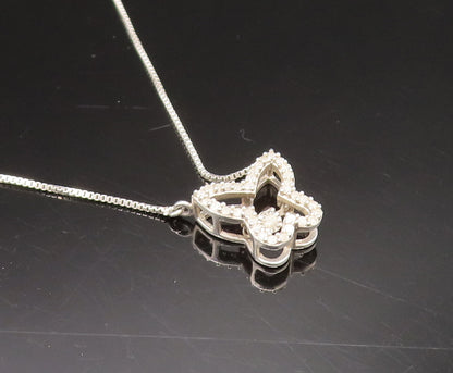 925 Silver  Vintage Dainty Genuine Diamonds Butterfly Cutout Necklace  NE3997
