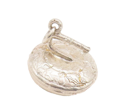 925 Sterling Silver Vintage Pendant Puffed Swirly Carved Disk Charm PT22690