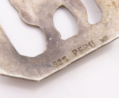 925 Sterling Silver Vintage Necklace PERU Llama & Sun Motif Panel Link  NE4873