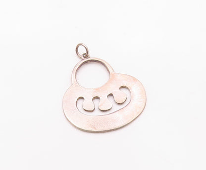 ALVA 925 Sterling Silver  Vintage Smooth Cutout Design Drop Pendant  PT9591