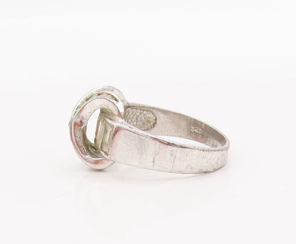 925 Sterling Silver Vintage Ring Designer Carved Rings CZ Inlay  Sz 8  RG28321