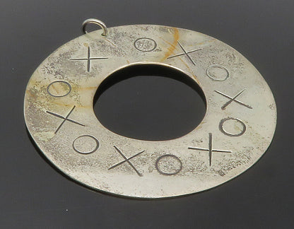 MEXICO 925 Sterling Silver  Vintage XO Etched Open Circle Pendant  PT10168