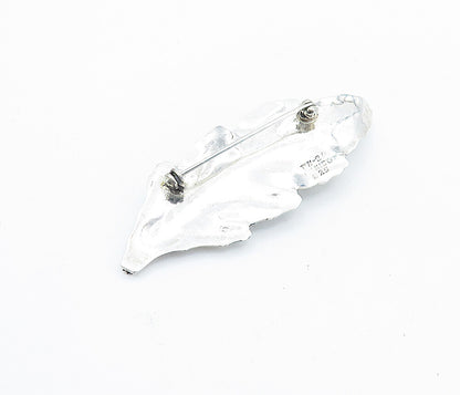 MEXICO 925 Sterling Silver  Vintage Shiny Single Floral Leaf Brooch Pin BP2736