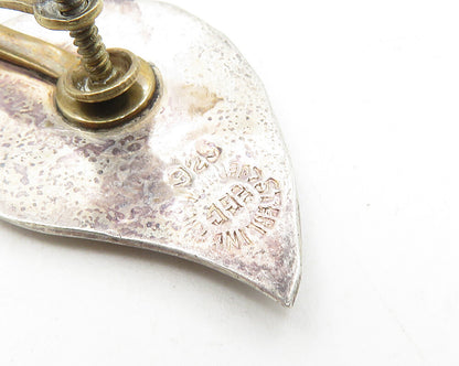 MEXICO 925 Sterling Silver  Vintage Abalone Leaf Non Pierce Earrings  EG5334