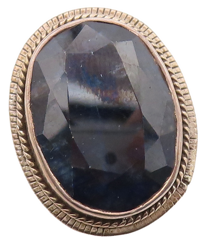 925 Sterling Silver Vintage Ring Rose Solid Large Oval Cut Onyx  Sz 6.5  RG30811