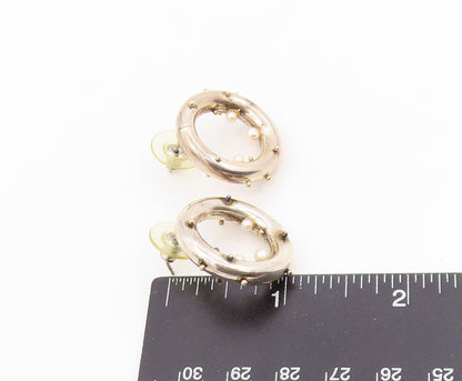 18k Gold & 925 Sterling Silver Vintage Earrings HIROKO YAMADA Pearls  EG13989