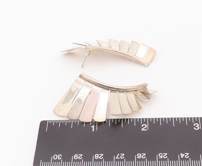 925 Sterling Silver Vintage Earrings MEXICO Cutout Upside Hand Fan  EG12933