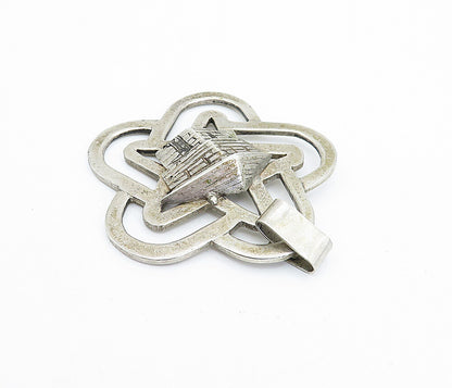 925 Sterling Silver  Vintage Cottage House Open Star Drop Pendant  PT2635