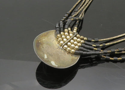 NAVAJO 925 Silver  Vintage Black Onyx Liquid Silver Chain Necklace  NE3633