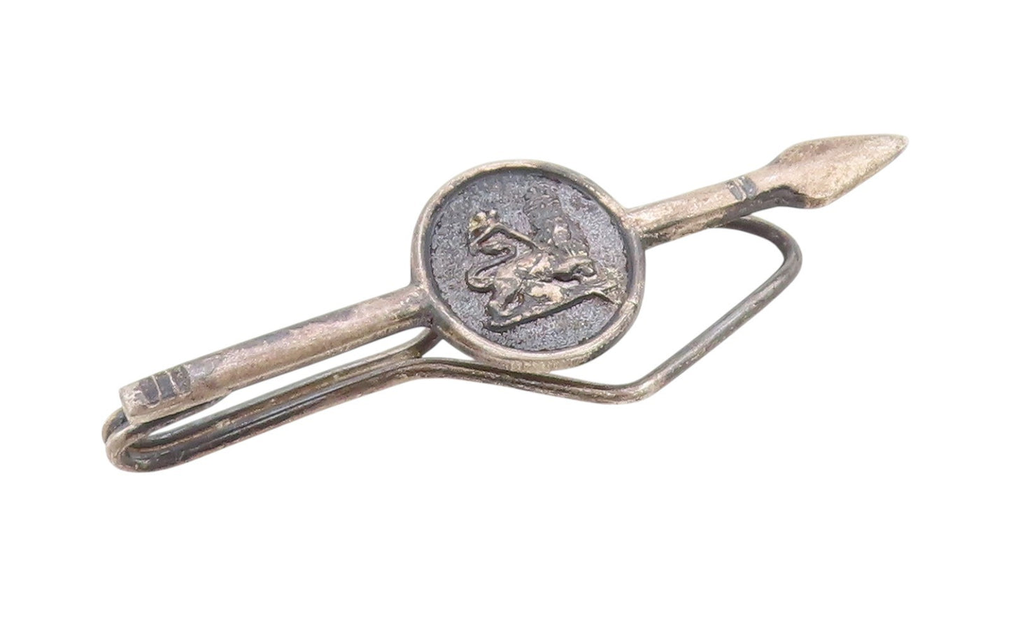 925 Sterling Silver Vintage Tie Clip DENMARK Etched Classic Lion Emblem  TR3955
