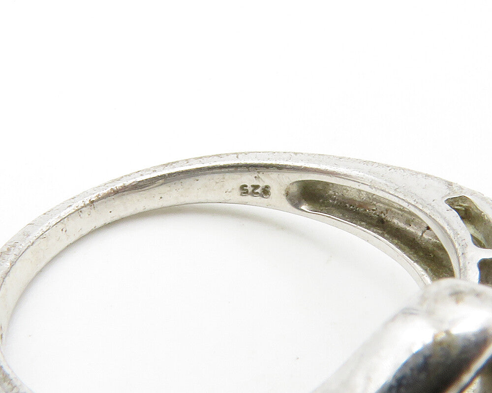 925 Sterling Silver  Genuine Black & White Diamonds Band Ring Sz 7  RG14432