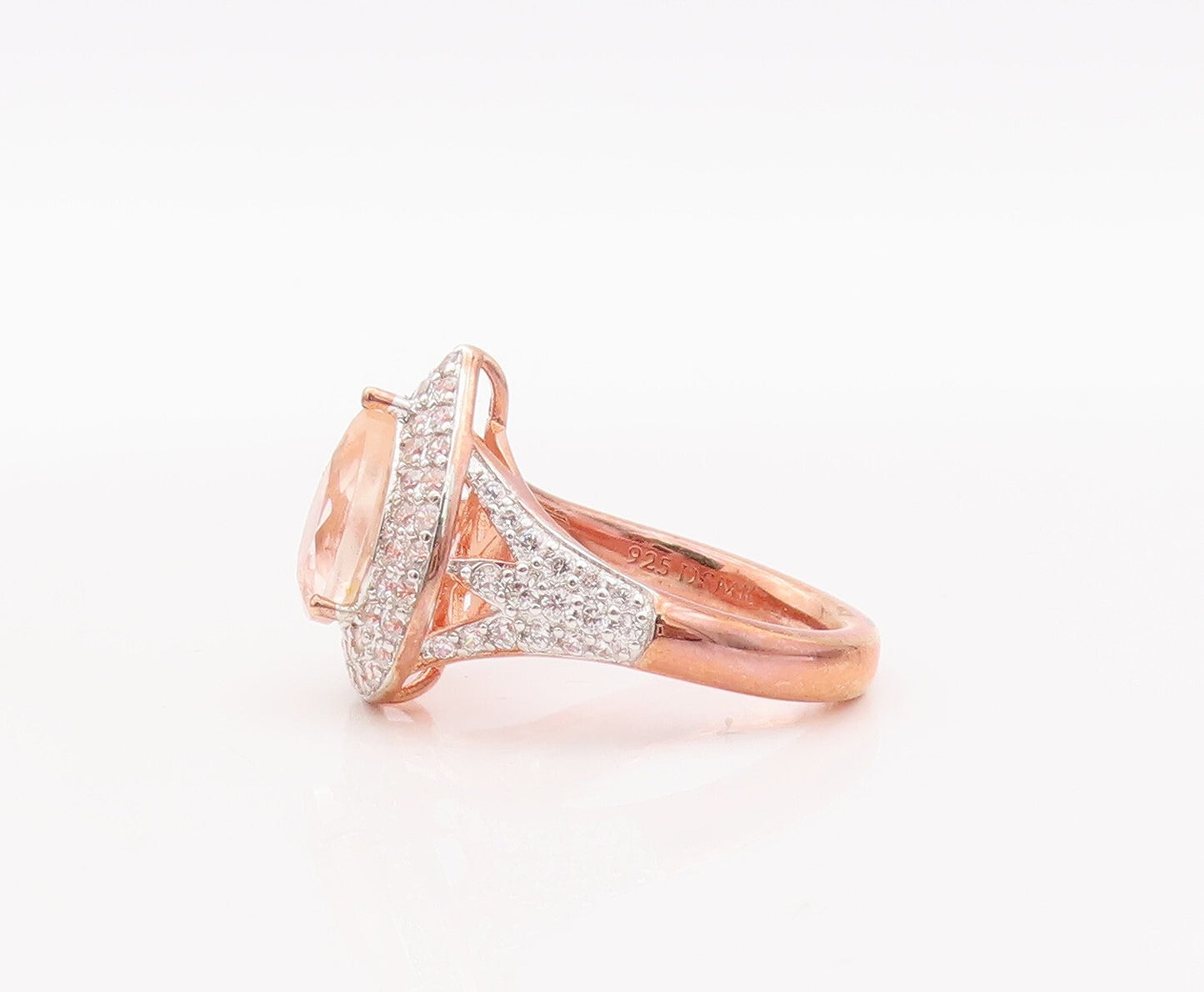 925 Sterling Silver Vintage Ring Rose Gold Plated Drop 2 Tone CZ  Sz 7  RG29321