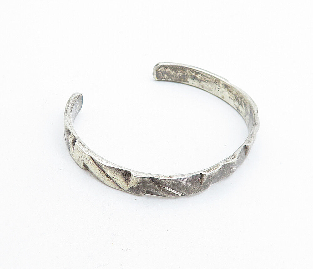 MEXICO 925 Sterling Silver Vintage Dark Tone Petite Cuff Bracelet BT2049