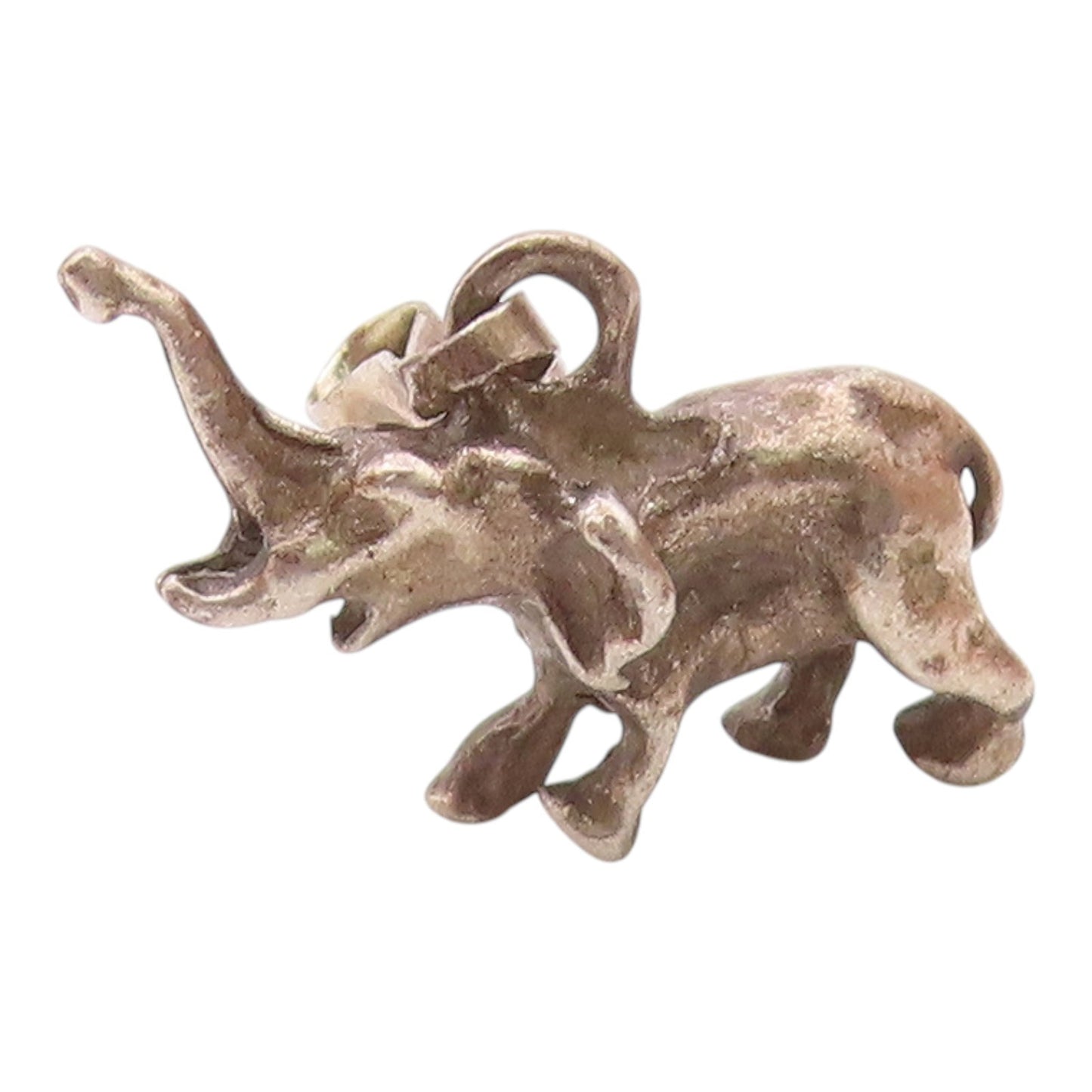 925 Sterling Silver  Vintage Petite Dark Tone Elephant Animal Pendant  PT19530