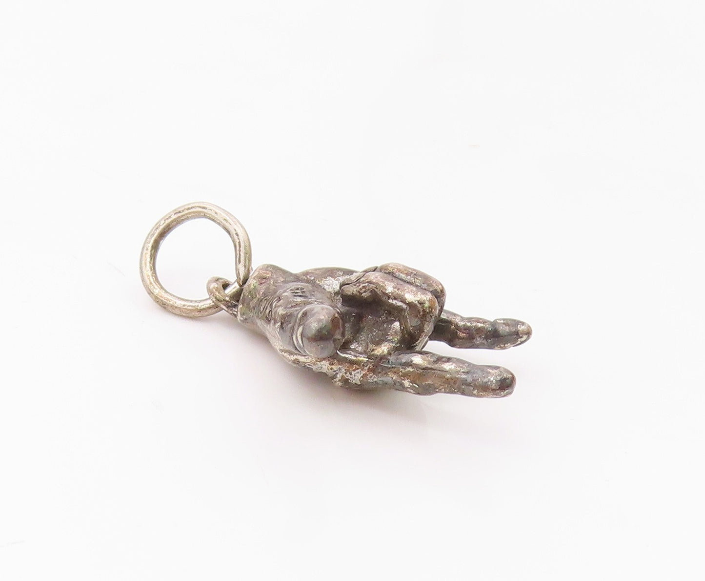 925 Silver  Vintage Rockstar Rock & Roll Hand Sign Charm Pendant  PT21411
