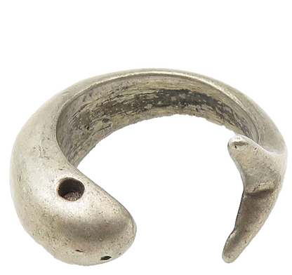 925 Sterling Silver  Vintage Dark Tone Dolphin Motif Band Ring Sz 4  RG10325