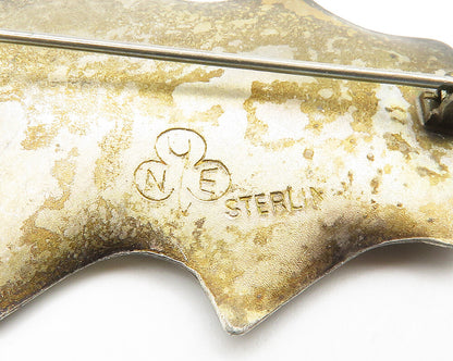 STUART NYE 925 Sterling Silver  Vintage Single Leaf Motif Brooch Pin  BP5690