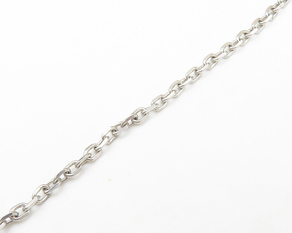 925 Sterling Silver  Vintage Sparkling White Topaz Chain Necklace  NE2319