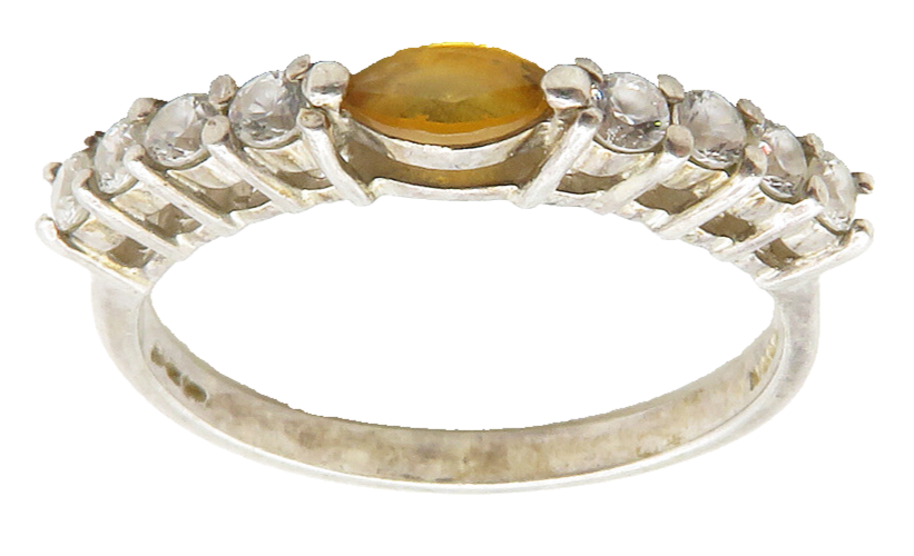 KOREA 925 Sterling Silver  Vintage Citrine & Topaz Band Ring Sz 7  RG12992