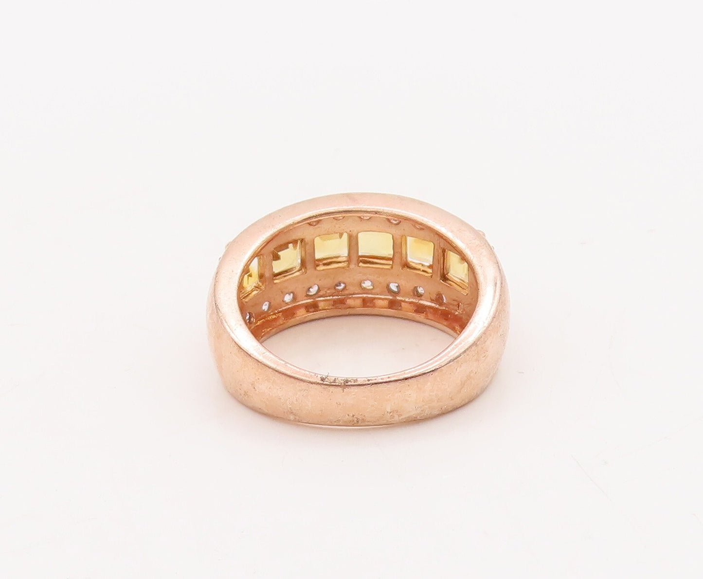 925 Sterling Silver Vintage Ring Rose Gold Plated Citrine & CZ  Sz 7  RG29120