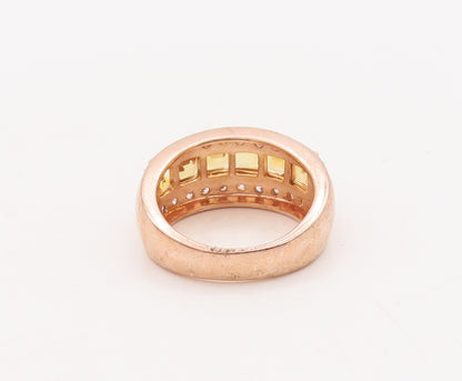 925 Sterling Silver Vintage Ring Rose Gold Plated Citrine & CZ  Sz 7  RG29120