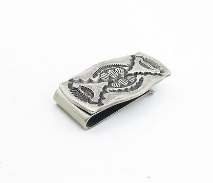 J. LANTE ZUNI 925 Sterling Silver  Vintage Oxidized Pattern Money Clip  TR1185