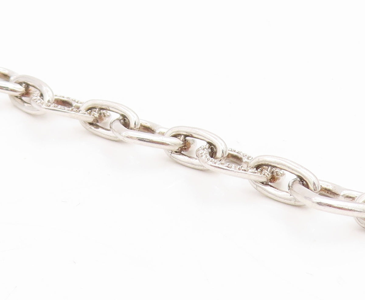 925 Sterling Silver Vintage Bracelet Real Diamonds Love Heart Outline  BT11604