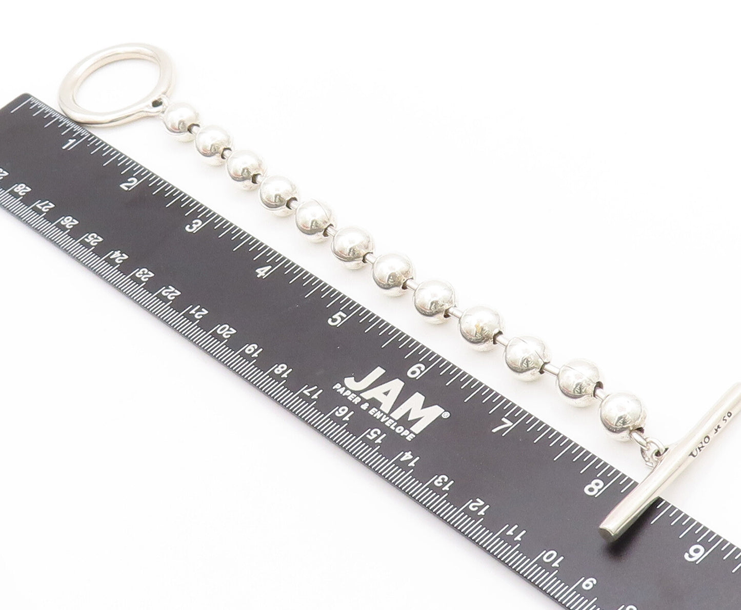 925 Sterling Silver Vintage Bracelet UNO DE 5O Solid Beads Toggle Lock  BT10349