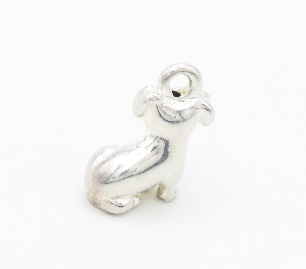925 Sterling Silver  Vintage Shiny Petite Puppy Dog Animal Pendant  PT12726