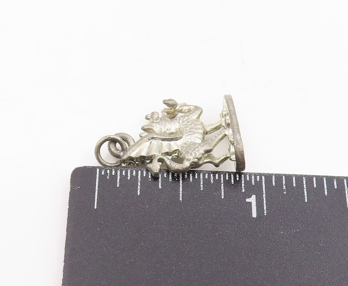 925 Sterling Silver Vintage Pendant Etched Welsh Dragon Of Wales Charm  PT25262