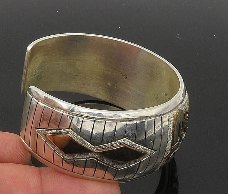 MARK YAZZIE NAVAJO 925 Silver & 12K GOLD  Vintage Kokopelli  Bracelet  BT8215